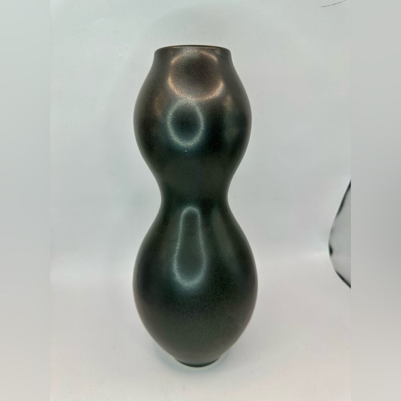 SOLD Jonathan Adler 1990's Pot Au Porter Vase Double-Bulbous - Black - 10” - Picture 1 of 6